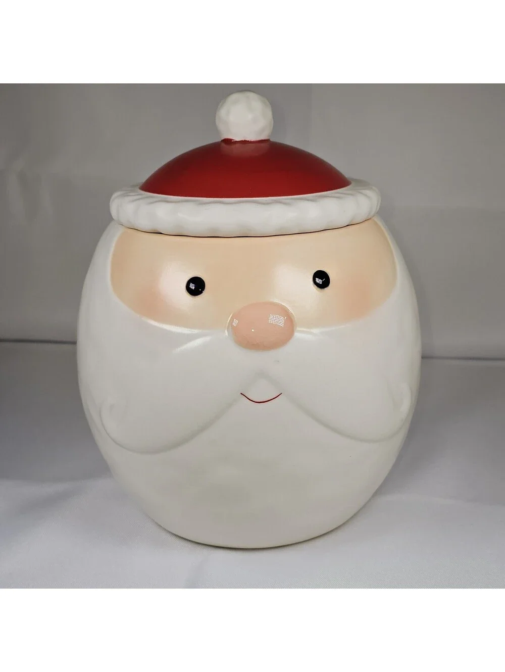 Vintage Hallmark Roly Poly Santa Claus Christmas Cookie Jar Round